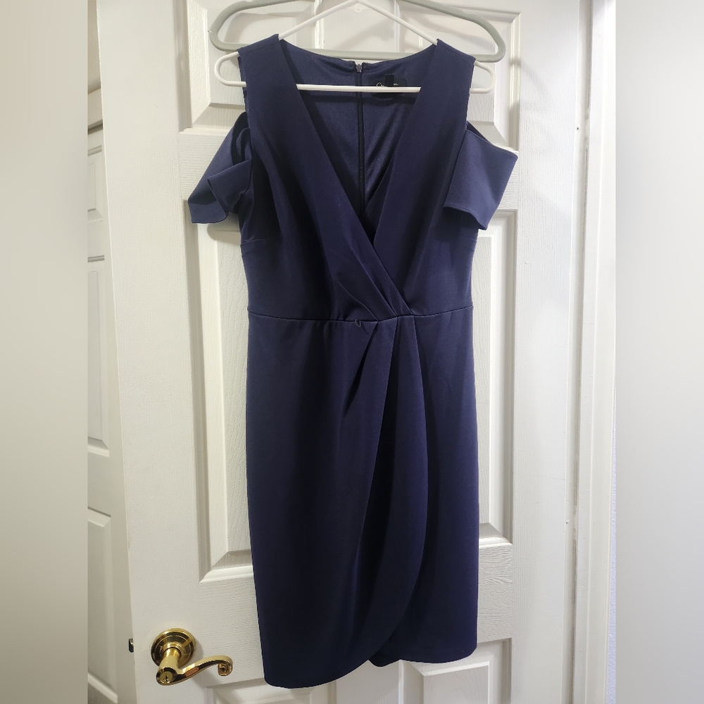 Jessica Simpson Blue Ruched Cut Out Midi Dress
